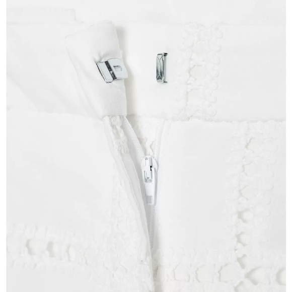 NWT Zara White High Waist Straight Leg Eyelet Pants In Organic Cotton. Size S - Picture 3 of 4